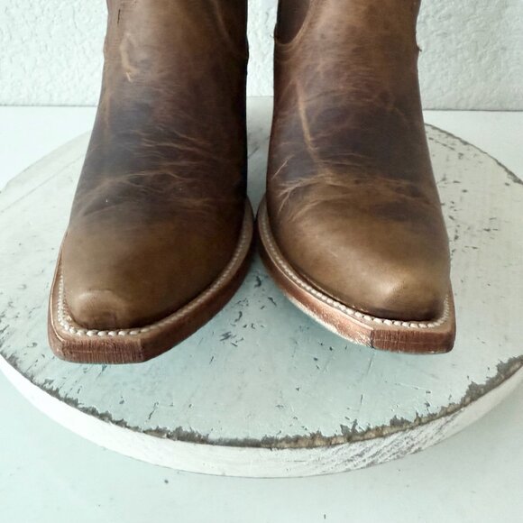 Lane EMMA JANE Womens Cowboy Boots 7.5 Cognac Brown Leather Western Cowgirl Tall - Picture 8 of 14